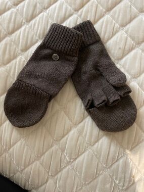 H&M Brown Convertible Knit Mittens with Button